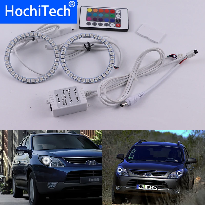

Для Hyundai veracruz ix55 2007 2008 2009 2010 2011 2012 набор Разноцветных СВЕТОДИОДНЫХ ангельских глаз кольца RGB гало дневные ходовые огни DRL