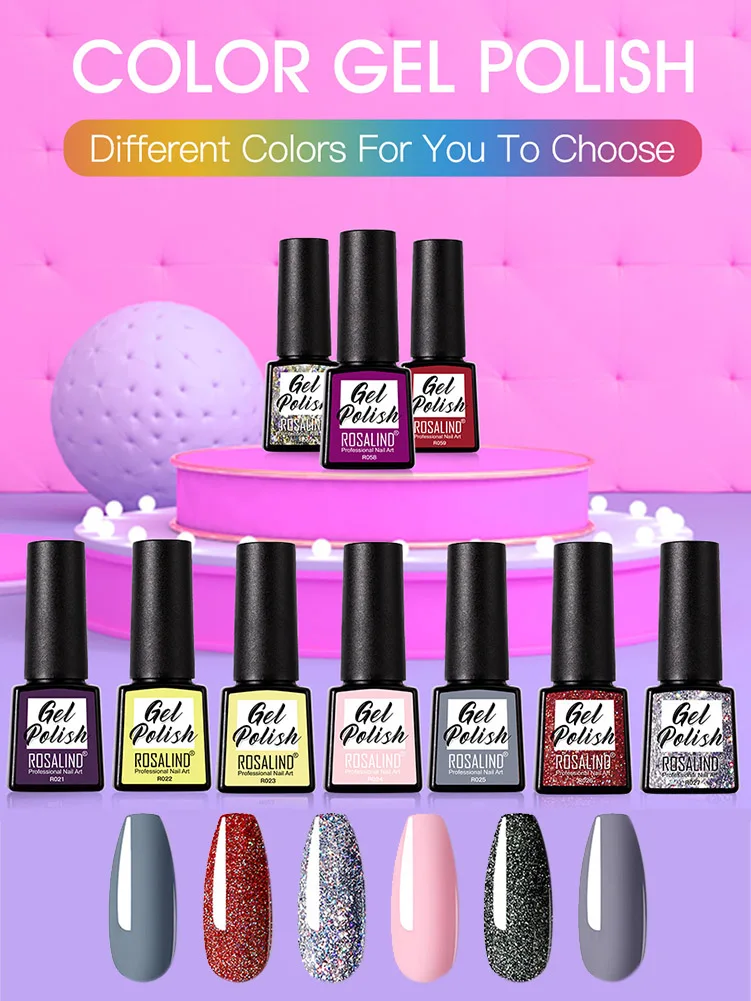 

6 Colors Nail Gel Polish Set Glitter Nail Polish Natural Ingredients Kit Uv/led Lamp Cured Non-toxic Gel Nail Polish For Women