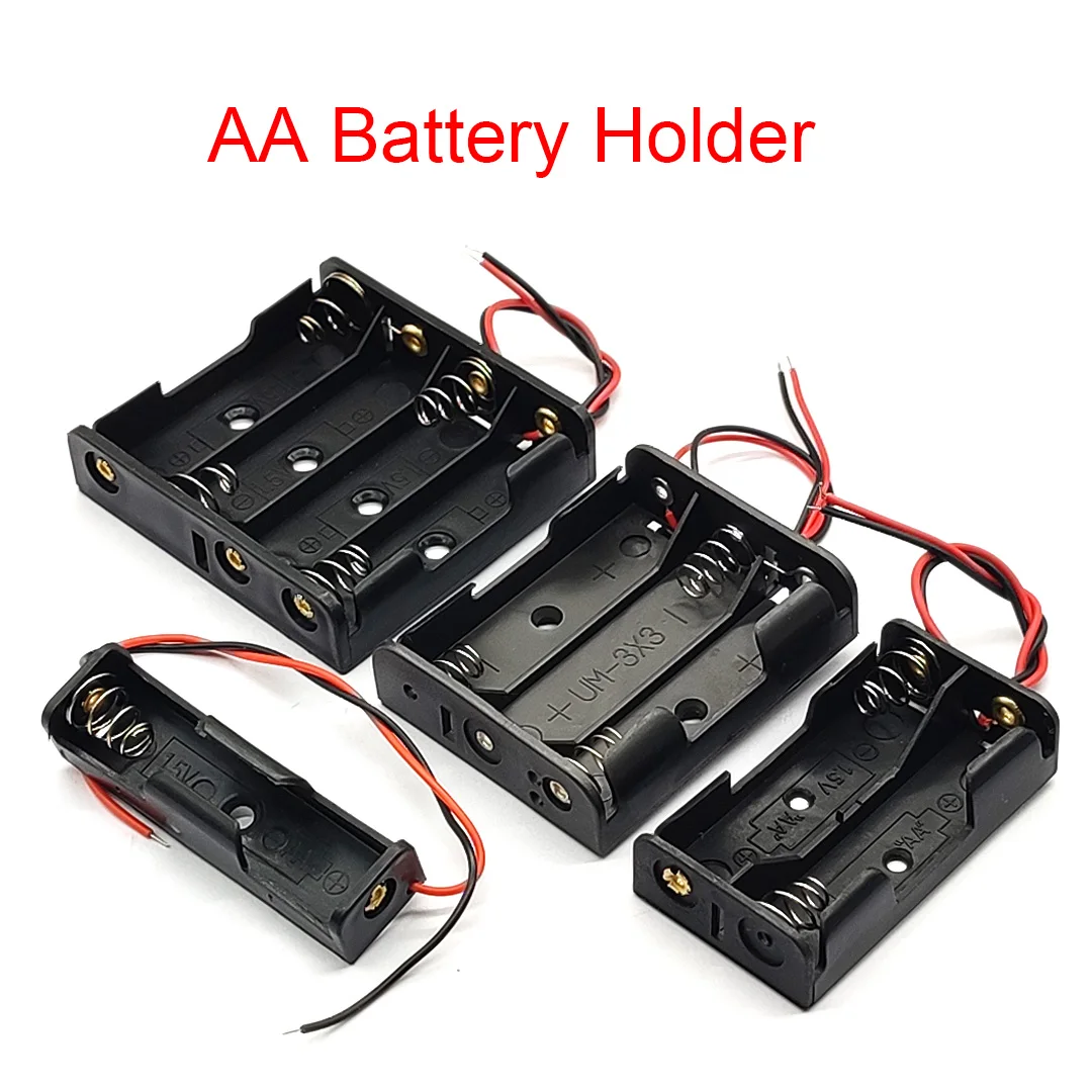 1/2/3/4 Slot AA Battery Case AA Battery Box AA Battery Holder 14500 AA DIY Leads With 1 2 3 4 Slots Drop shipping