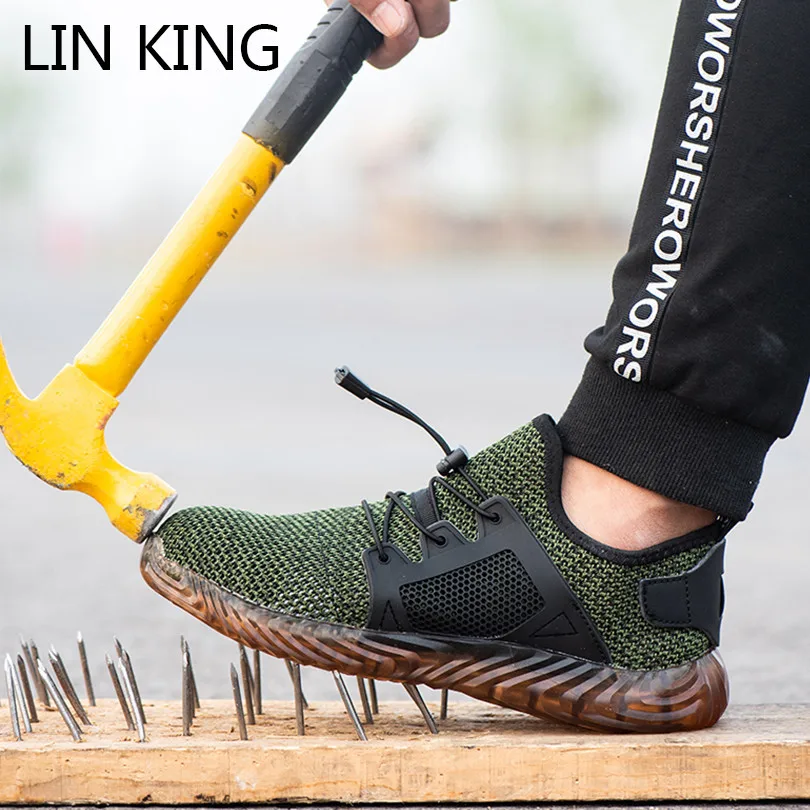 LIN KING 2021 дышащие мужские и женские защитные рабочие ботинки со стальным носком