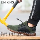LIN KING 2021 дышащие мужские и женские защитные рабочие ботинки со стальным носком защитные ботинки непробиваемые унисекс повседневные кроссовки