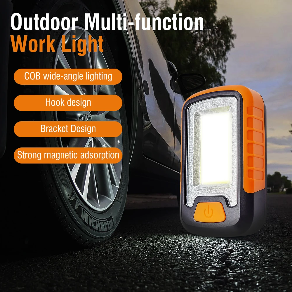 

BORUiT Portable COB LED Camping Torch Flashlight Mini COB Wide-angle Lighting Strong Mangetic Hanging Lamp For Night Lighting