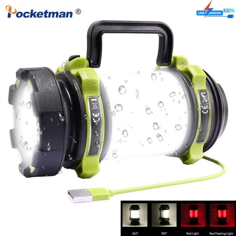 

80000LM LED Camping Light USB Rechargeable Flashlight Dimmable Spotlight Work Light Waterproof Searchlight Emergency Torch