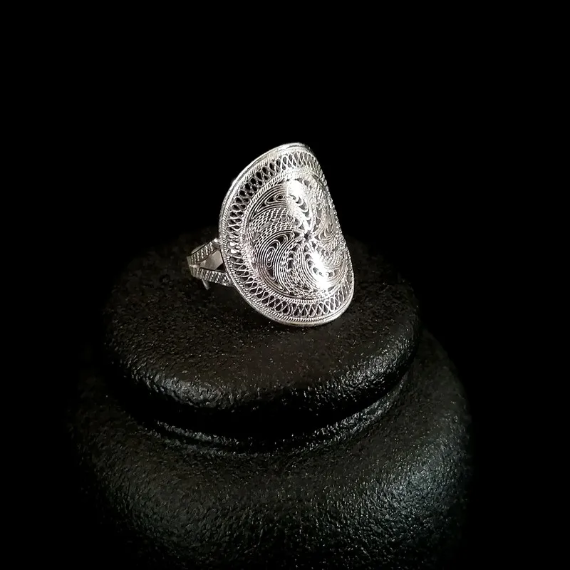 Bastiee S999 Sterling Silver Ring for Women Custom Personalized Jewelry Hmong Handmade Name Letter Adjustable Gifts