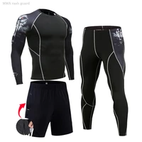 winter sports tight thermal underwear mens fitness clothing rashgarda mma long sleeves 2 3 piece tracksuit men jogging suit