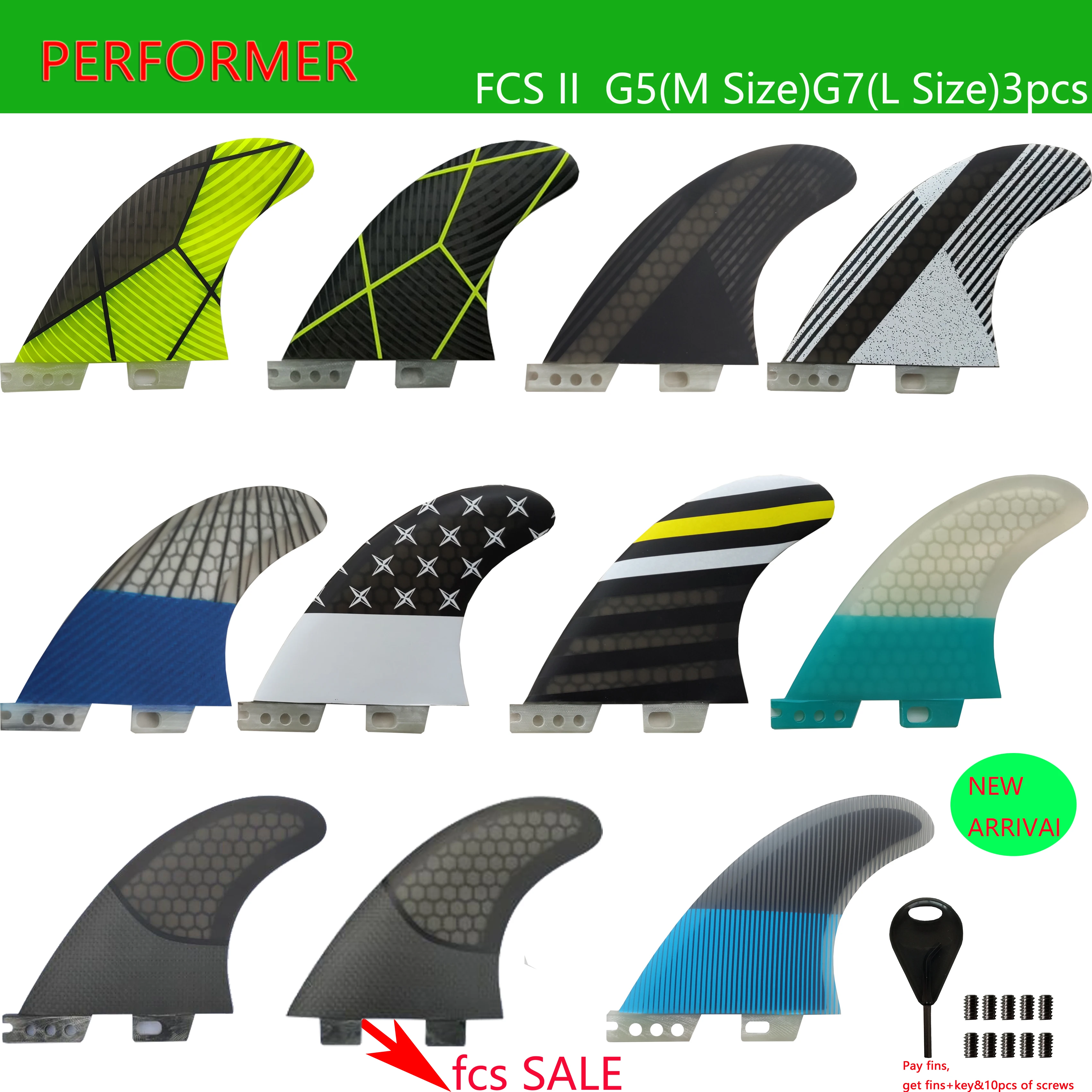 FCS II G5 Кондитерские пластины с Сотами внутри фольги средние плавники thruster 3