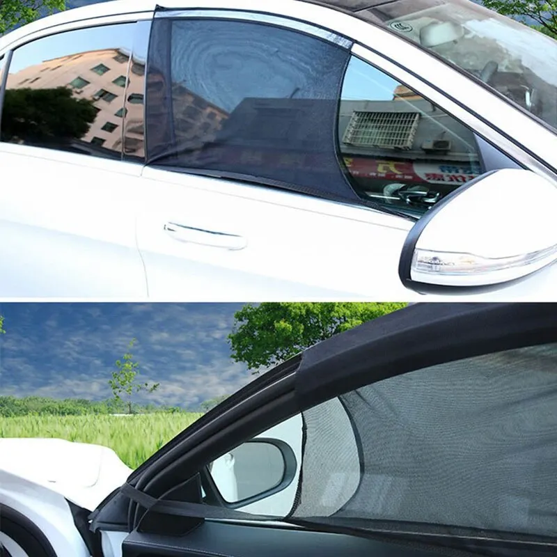 

2 Pcs Car Sun Shade UV Protection Car Curtain Car Window Sunshade Front/Rear Side Window Sun Visor Anti Mosquito Mesh Cover