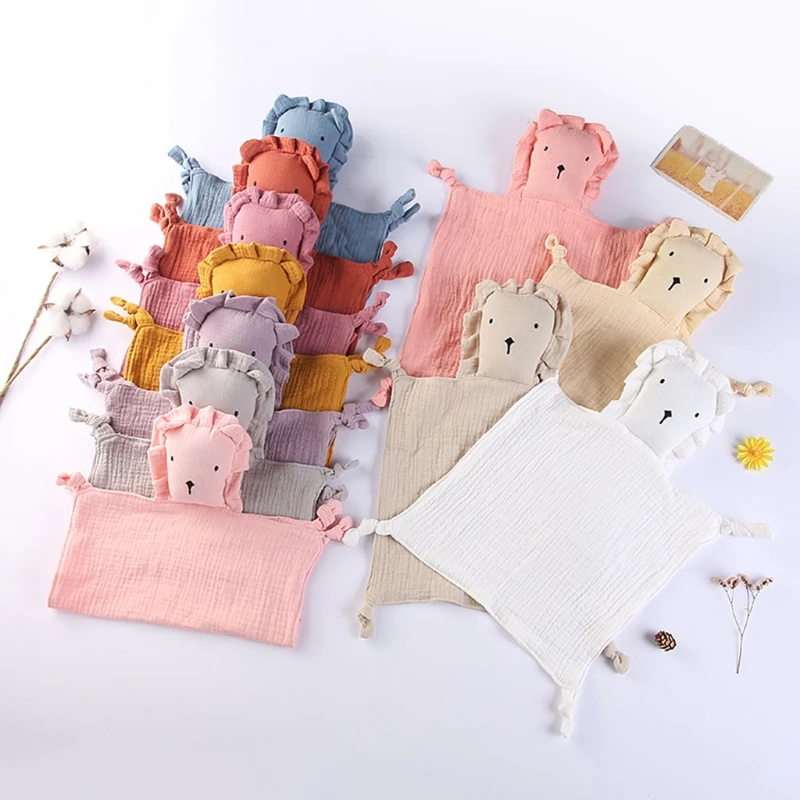 Soft Pure Cotton Baby Burp Cloths Cartoon Bunny Lion Baby Bibs Newborn Saliva Towel Infant Kids Sleeping Cuddling Towel