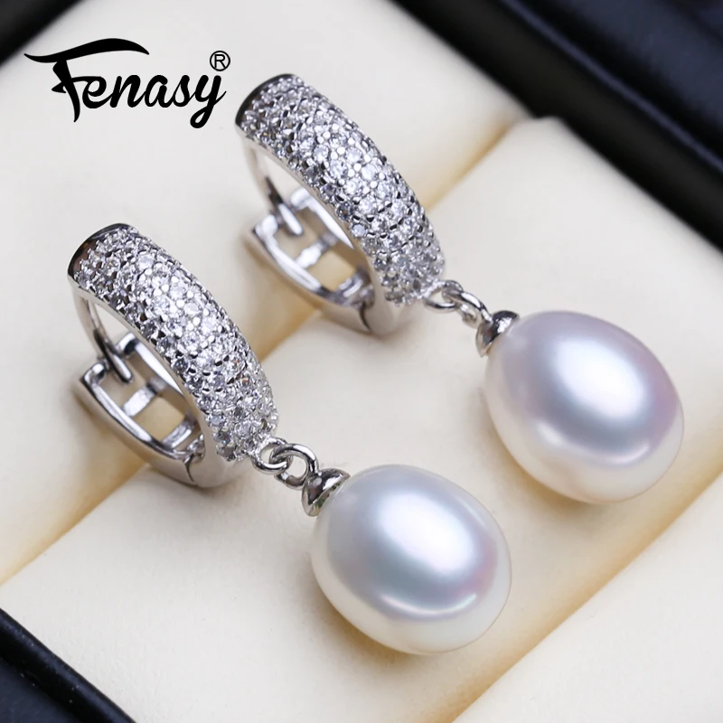 

FENASY 925 Sterling Silver Drop Earrings Natural Freshwater Pearl Earrings For Women Handcrafted Fashion Party Wedding Jewelry