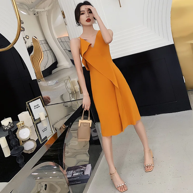 

FENTEFEN 2021 Short Evening Dress Vestido de Festa Evening Prom Gowns Robe de Soiree Sexy Dresses Usually wearable TM-0026