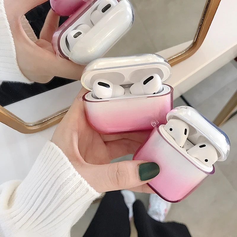 

For airpods pro case earphone protective cover cute gradient transparent TPU apple airpod cases cover airpods 2 case