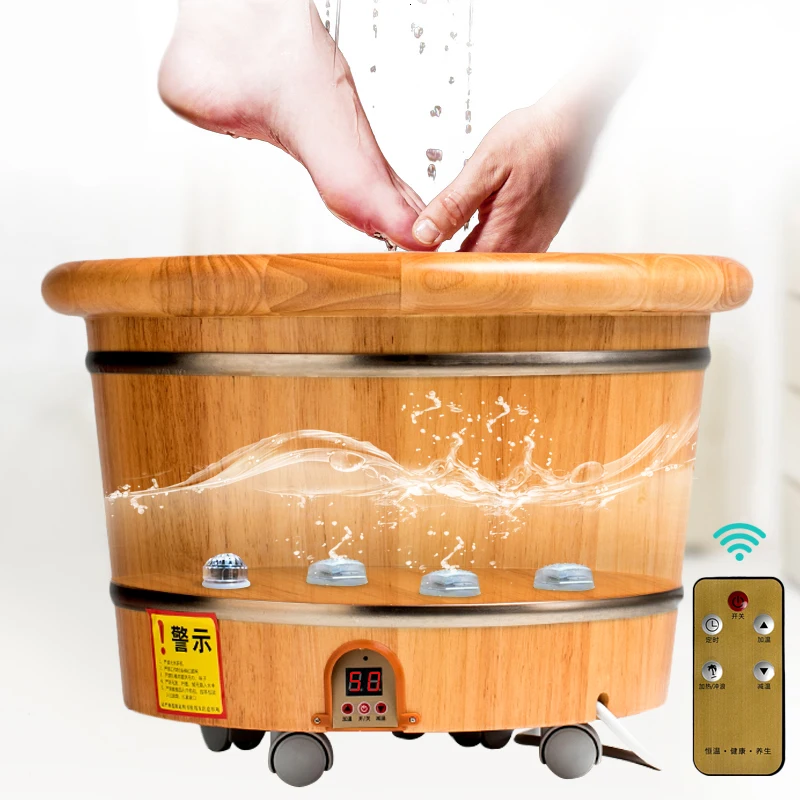 

Cypress One Wooden Barrel Foot Pail Automatic Heating Constant Temperature Electric Wash One's Feet Bucket Household Woodiness