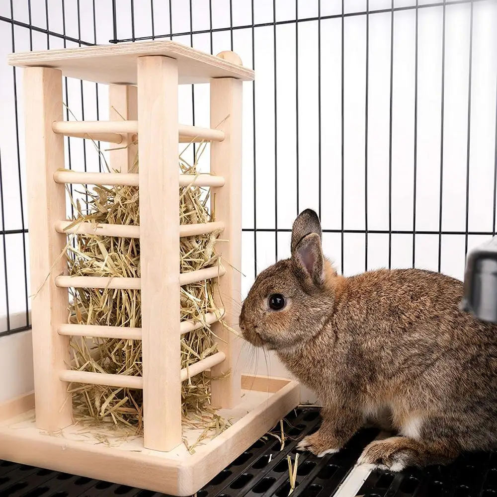 

Hay Feeder Less Wasted Wooden Food Feeding Rack for Rabbit Guinea Pig Chinchilla - Standing Pet-self Feeding Hay Manager