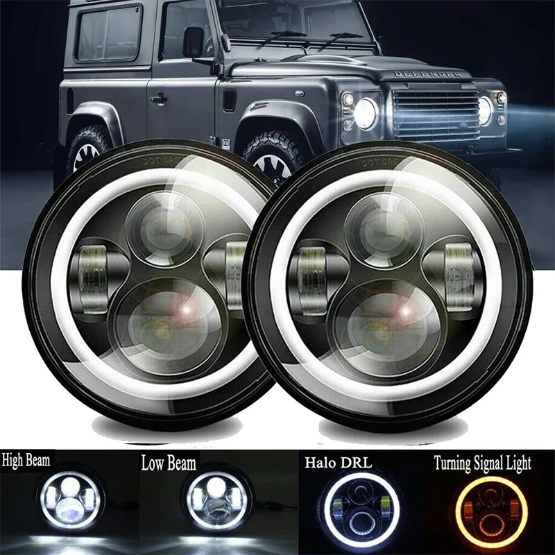2X 7-дюймовый круглый светодиодный комплект фар для Jeep Wrangler JK TJ LJ lada niva 4x4 suzuki samurai