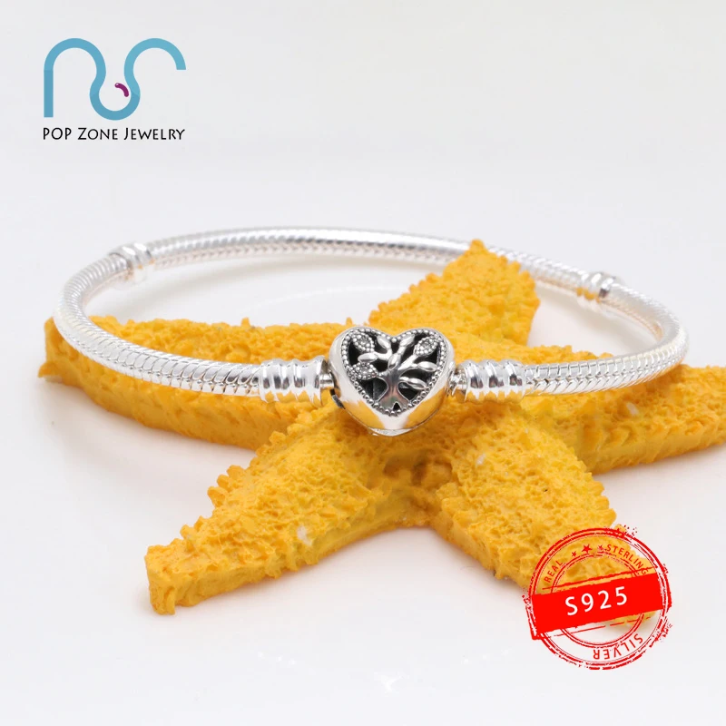 

S925 Sterling Silver Bracelet Brand Original 1:1Logo Pan Family Tree Of Life Bangle DIY Luxury Fashion Female Women Jewelry Gift