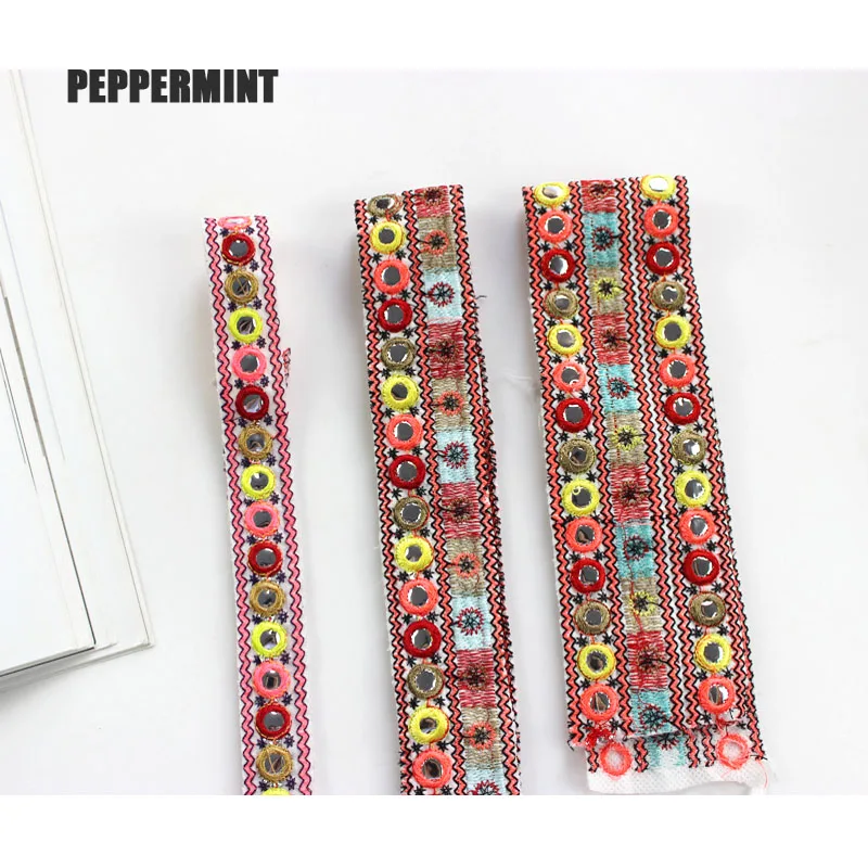 1 ярд лент в стиле ретро зеркальные кружевные вышитые ленты этнические