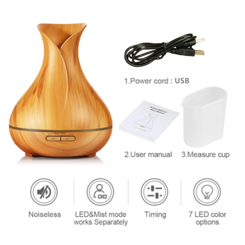 Ультразвуковой увлажнитель воздуха USB 400 мл диффузор эфирного масла лампа для