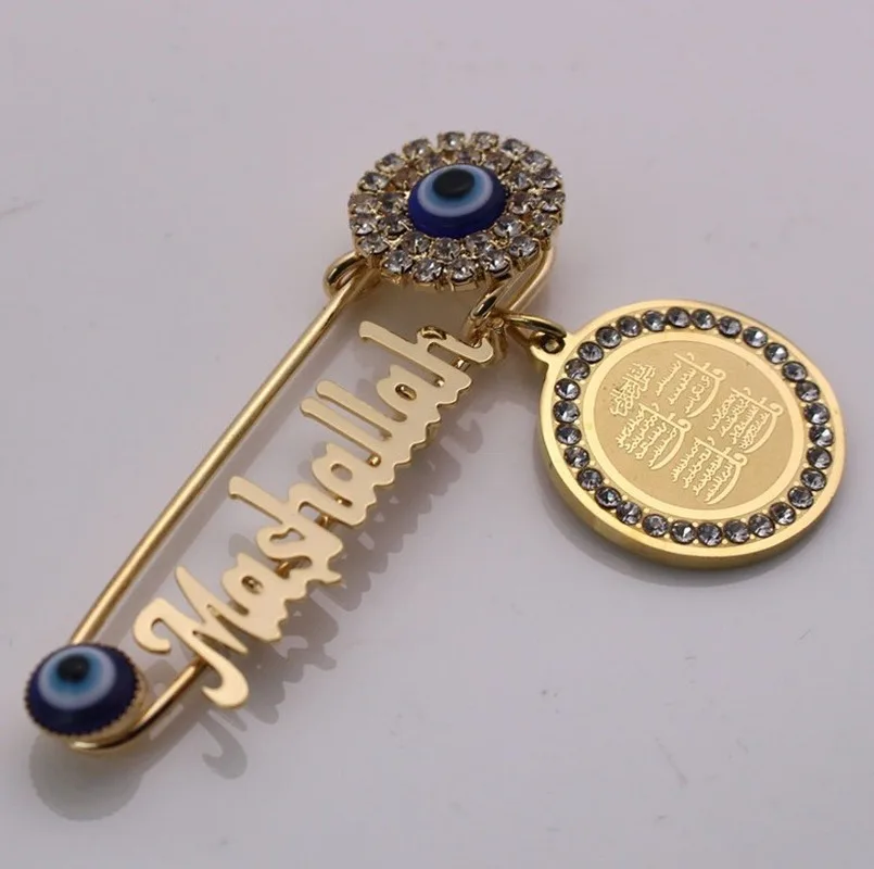Koran Four Qul Suras Mashallah Stainless Steel Crystal Brooch Muslim Islam Baby Pin | Украшения и аксессуары