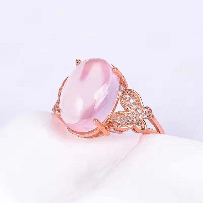 

CoLife Jewelry 925 Silver Rose Quartz Ring 10*14mm Natural Rose Quartz Ring Fashion Rose Quartz Silver Ring Gemstone Ring