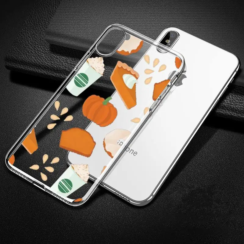 

Cute pumpkin fall leaf Phone Case Transparent for iPhone Samsung 11 12 6 7 8 9 30 Pro X Max XR Plus lite