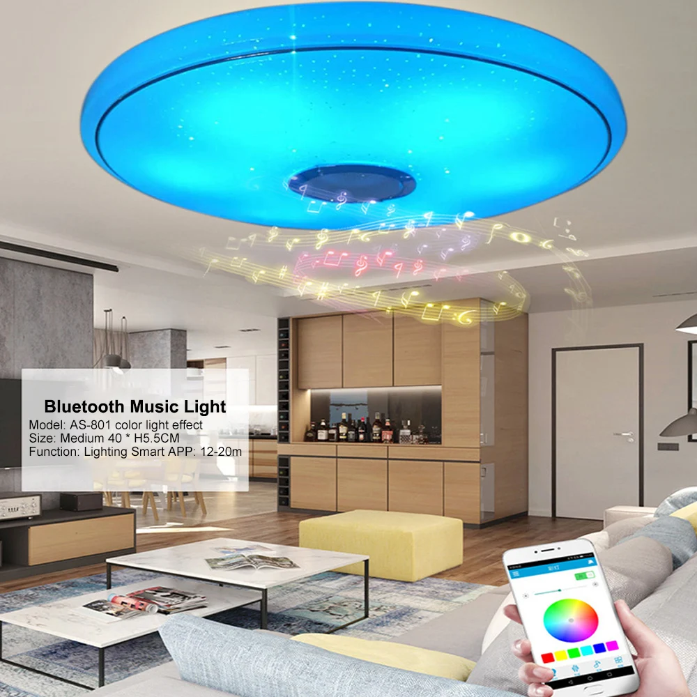 Smart LED Ceiling Light Dimmable APP Control Bluetooth Music Living Room Bedroom Lamp 36W/60W Lights | Лампы и освещение
