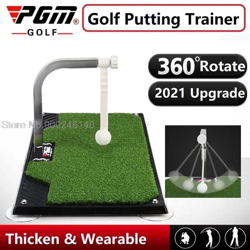 en Ucuz Pgm Golf Practice Swing Mat 360 ° Rotation Golf Hitting Pad Thicken Golf Rod Trainer Mat Indoor Swing Training Device