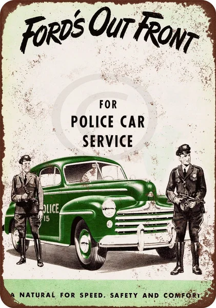 

1947 Ford Police Cars Vintage Look Reproduction Metal Sign 8 x 12