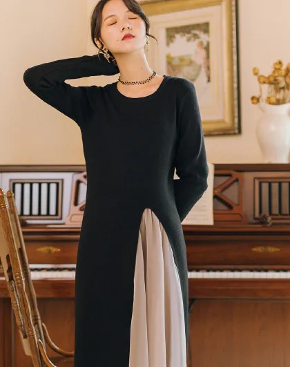 2020 new fashion women's clothing O-Neck  Vintage  Full  long sleeve  women  2 piece outfits for women
