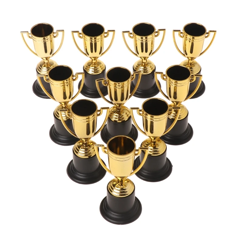 

10pcs Golden Cups Trophy Sports Winner Educational Props Kids Reward Prizes Toys BX0D