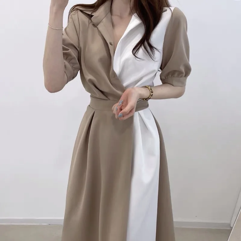 

Chic design sense splicing shirt skirt fried Street dress 2021 new dress children spring and summer long sleeve dress