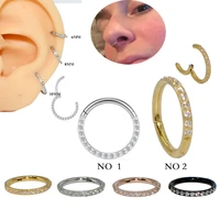 3pcs nose ring surgical steel zircon septum clicker daith earrings hoop hinged segment nipple lip stud piercing body jewelry