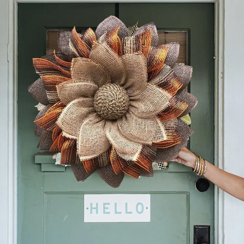 

2021 Fall Flower Wreath Front Door Hanging Ornament Holiday Home Decoration for Thanksgiving Artificial Decorations