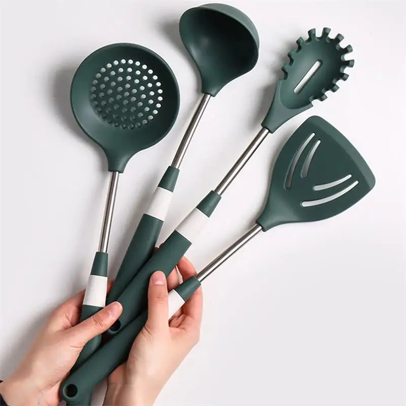 

Silicone Utensils Cooking Set Non-Stick Heat Resistant Kitchen Tools Useful Cooking Gadget Spoon Spatule Cooking Utensils Set