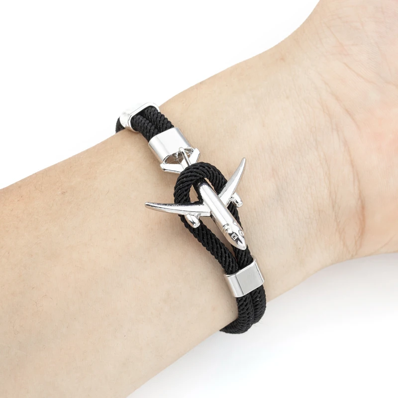 Модный самолет якорь браслеты для мужчин с подвесками веревочная цепь Паракорд