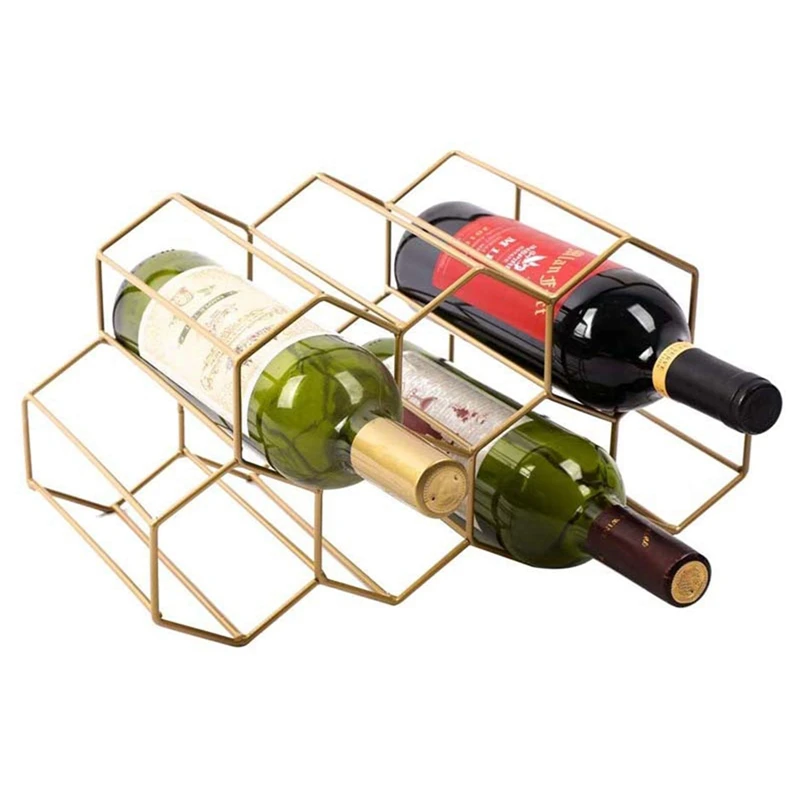 

Metal Gold Black Wine Bottle Holders Rack Metal 6 Bottle Mount Kitchen Wine Bottle Holder Rack Stand Organizer Home Decor