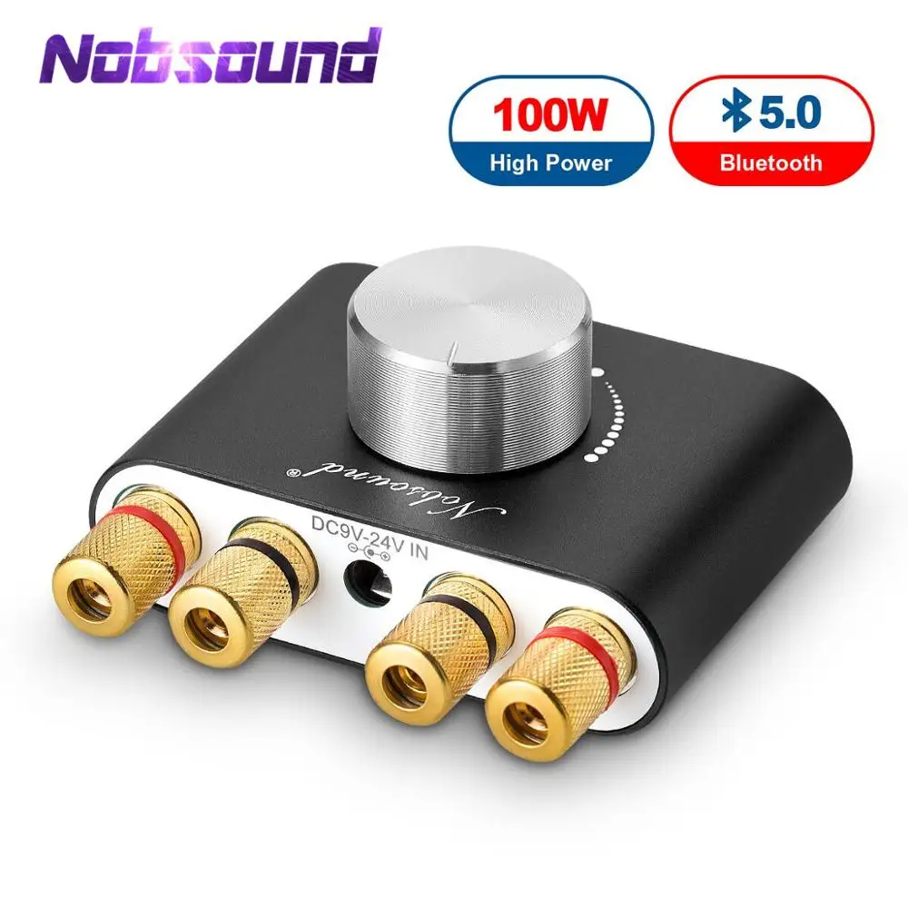 Цифровой усилитель Nobsound Mini Bluetooth 2021 TPA3116 Hi-Fi стерео аудио приемник мощности 50 Вт +