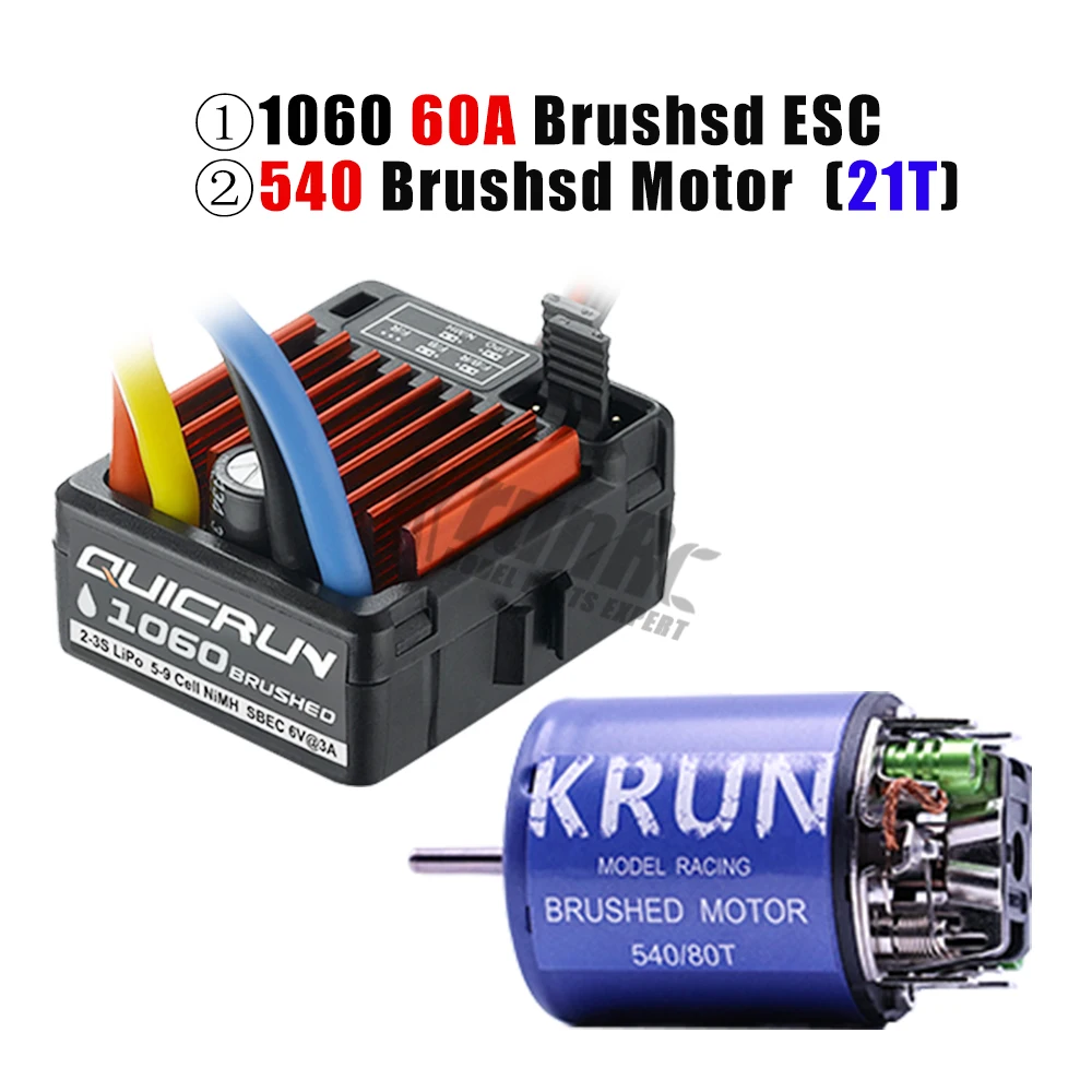 21T with QuicRun1060 540 21/27/35/45/55/80T коллекторный мотор с QuicRun 1060 60A ESC комбо для 1/10 осевой SCX10 RC4WD D90 Радиоуправляемый автомобиль - Цвет: 21T with QuicRun1060