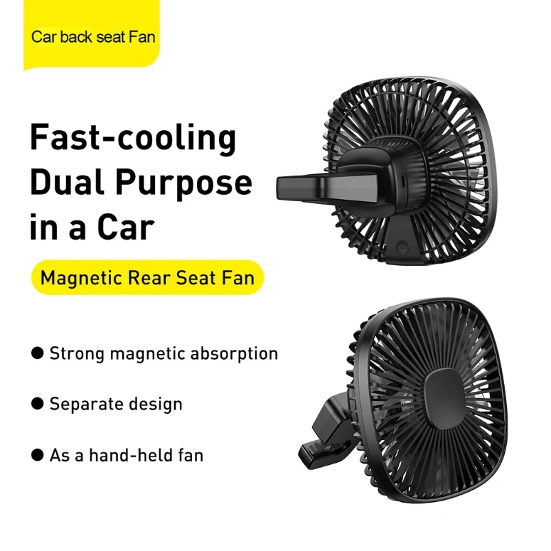 

Multifunctional 1000mAh Magnetic USB Rechargeable Truck SUV Car Back Seat Headrest 2 Speed Fan Outdoor Desktop Air Cooling Fan