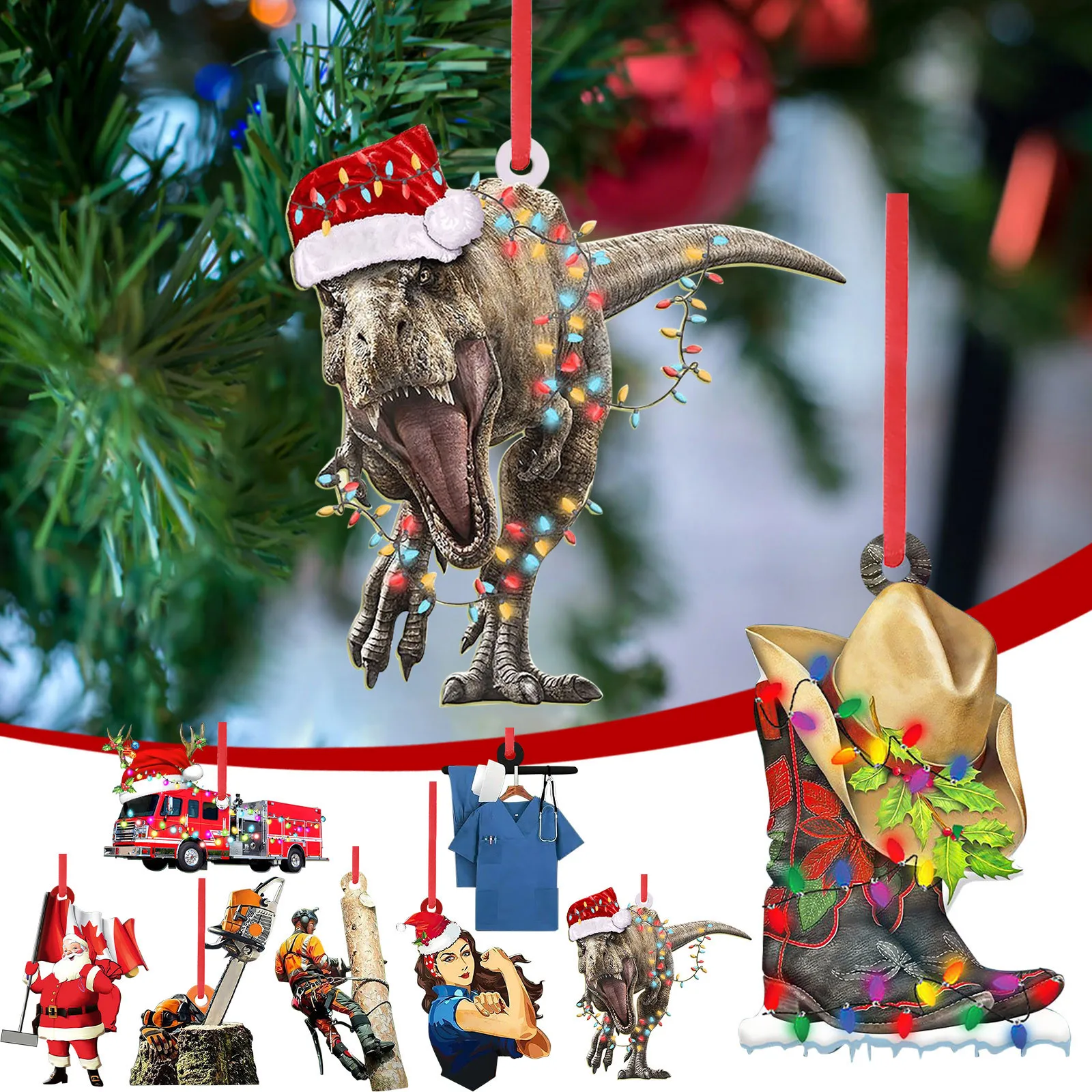 

Dinosaur Christmas Tree Ornament Christmas Dinosaur Pendant Resin Christmas Tree Hanging Ornament Decoration Dinosaur Hanging