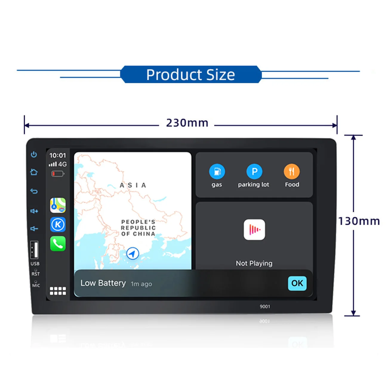 

1 DIN Car Radio 9 inch Touch Screen Multimedia Video Player Bluetooth USBISO Audio System for Apple Carplay