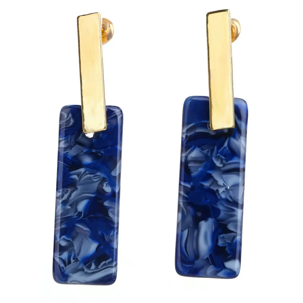 

New Rectangle Acrylic Natural Stone Earrings For Women Vintage Bohemia Simple Colorful Smudge Geometric Earrings Brincos