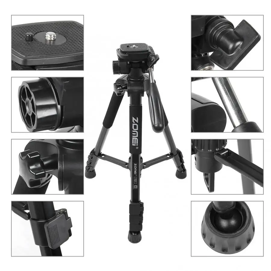 Zomei T80/T70/Q222/Q555/Q666/Q666C Профессиональный штатив для путешествий портативный регулируемый штатив для Canon беззеркальных/DSLR камер