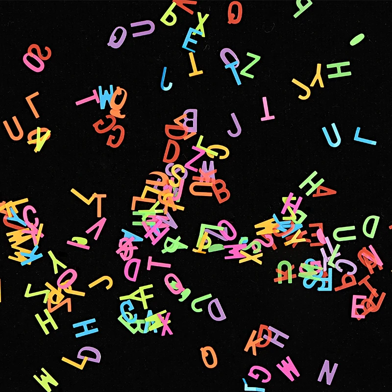 

2 Box Ultra-thin Alphabet Sequins For Nail Design Holographic English Letter Chunky Glitter Nail Art Decorations Fluorescent Mix