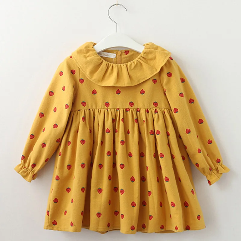 Платье принцессы с принтом фруктов детская одежда длинными рукавами