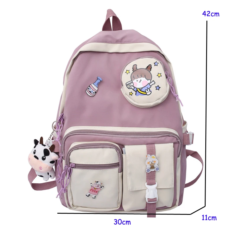 

DIEHE New Fashion Women Backpack Kawaii Canvas Leisure Travel Bag Rucksack Bookbag for Teenager Girls Schoolbag Laptop Mochila