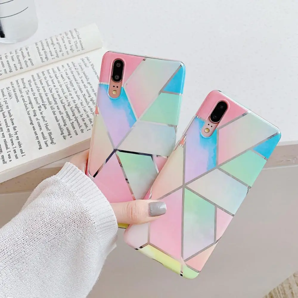 Marble Phone Case For Coque huawei p30 p20 lite mate20 pro nova4e 5/5p Soft TPU Back Cover samsung s9 s10 s8 plus | Мобильные