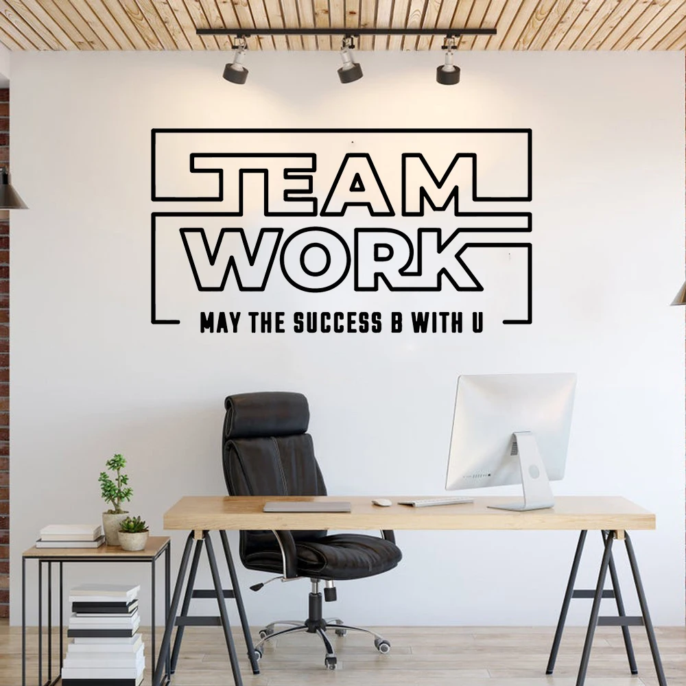 Виниловая наклейка на стену успех командная работа слова офис наклейки росписи
