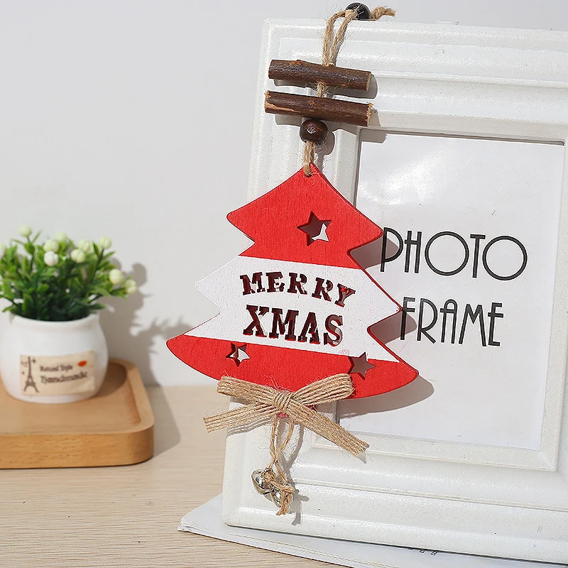 1 шт. деревянный Рождественский красный Лось Снежный колокольчик украшение елки