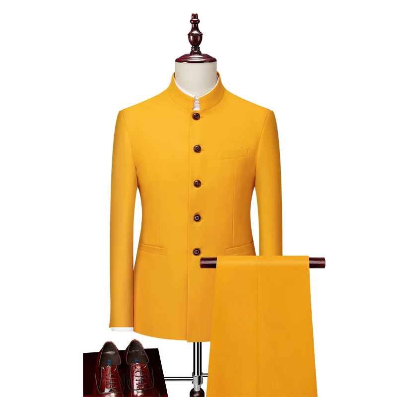 Китайский ретро спортивный костюм комплект из 2 частей для мужчин (пиджак + брюки)