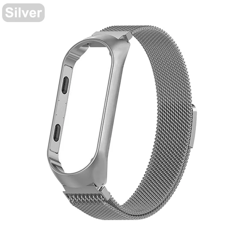 Silver Ремешок для Xiaomi mi Band 4 металлический браслет для mi band 3 из нержавеющей стали ремешок для mi band сменные браслеты - Цвет: Silver